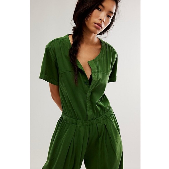 Free People To The Sky Parachute Coverall One Piece Jumpsuit Green - Picture 8 of 8